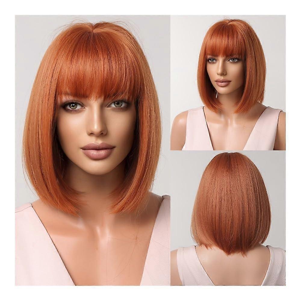 Women's Short Gray Gradient Synthetic Wig with Bangs, Natural Look, Comfortable Fit