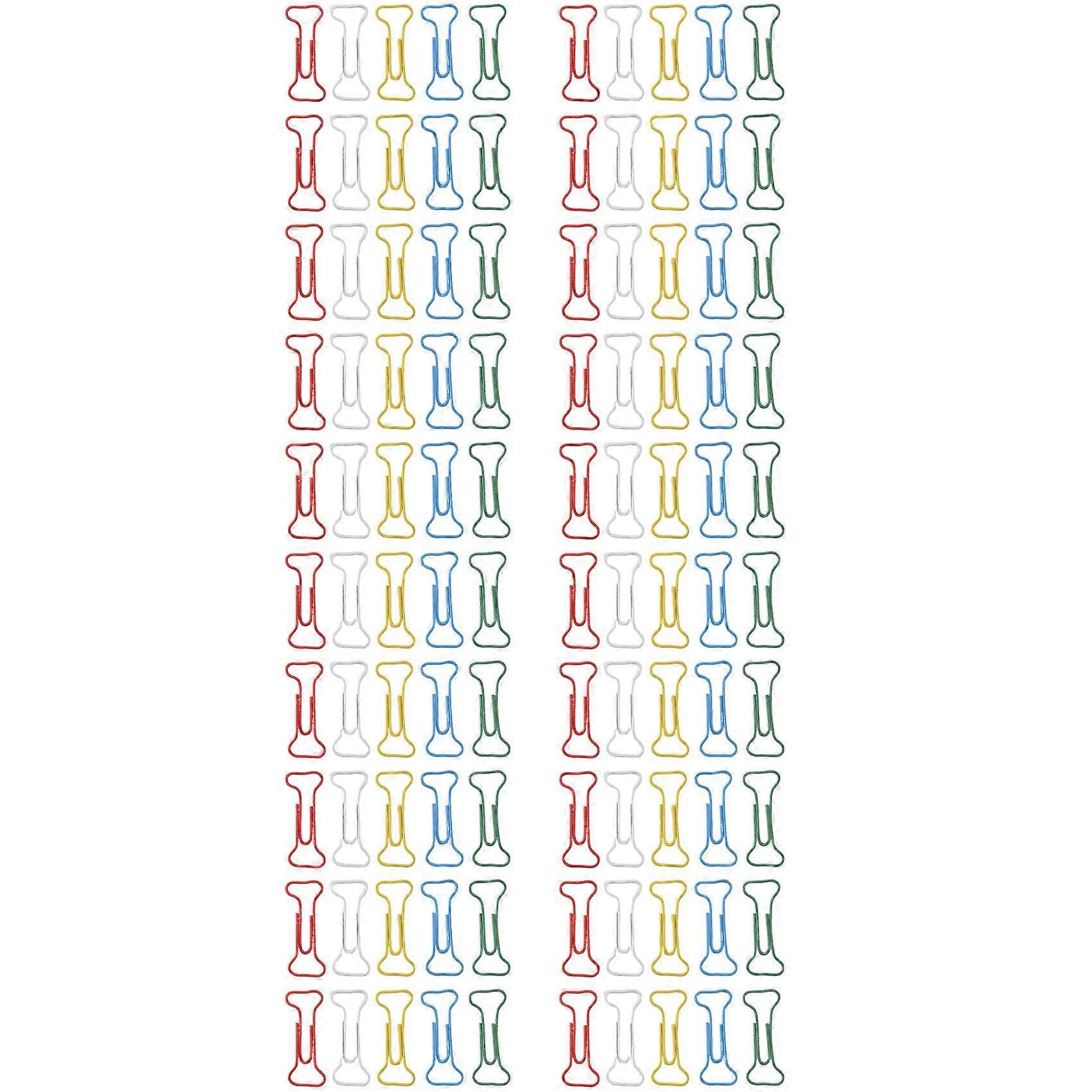 100pcs Bone Shape Multicolor Metal Paper Clips