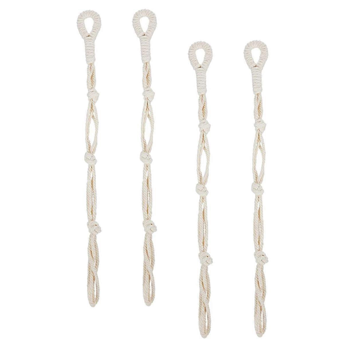 Macrame Plant Hanger Extender Set, Adjustable Beige Cotton Rope for Indoor Boho Wall Decor