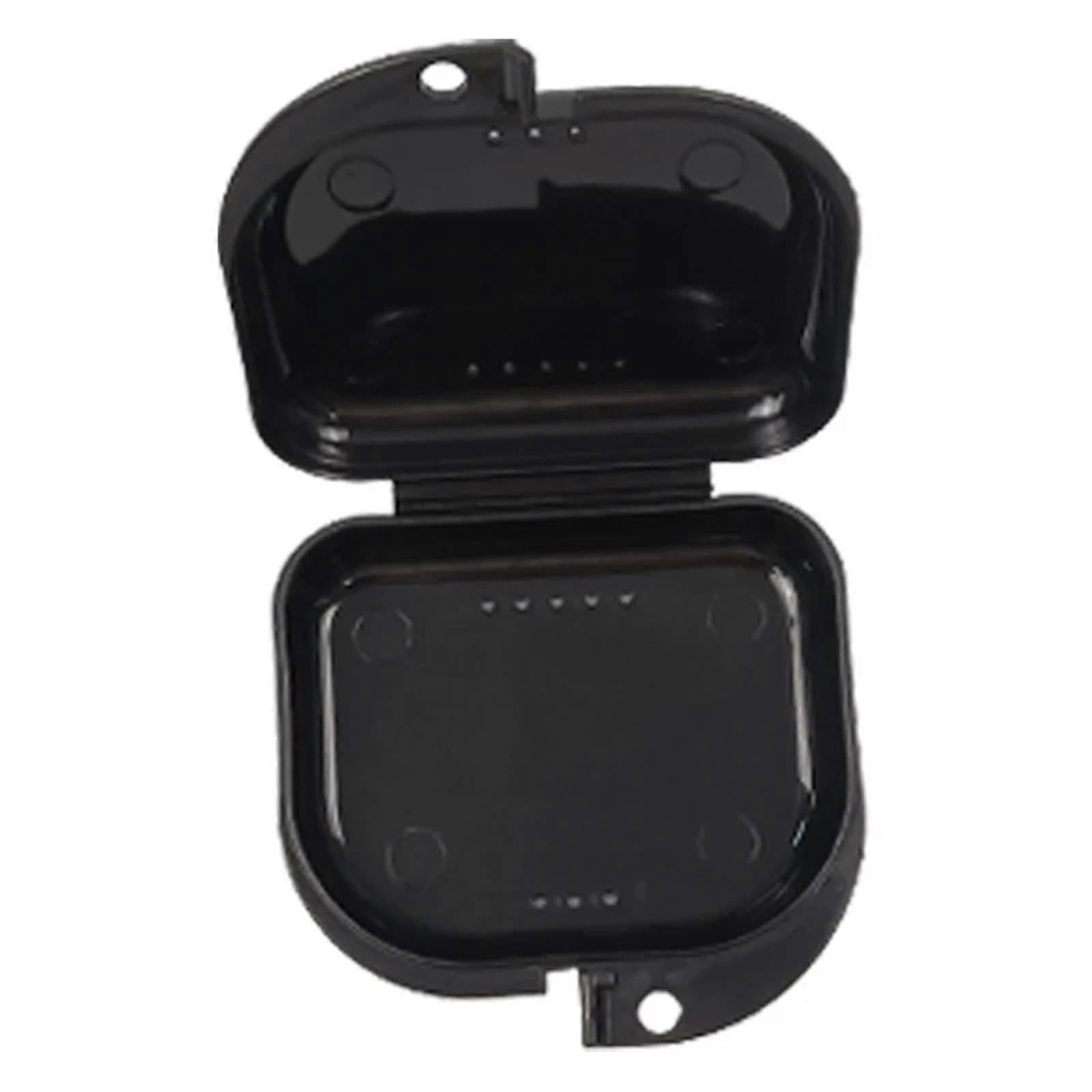 Black Denture and Retainer Case with Builtin Drain Pan, Travel Storage Holder, Durable
