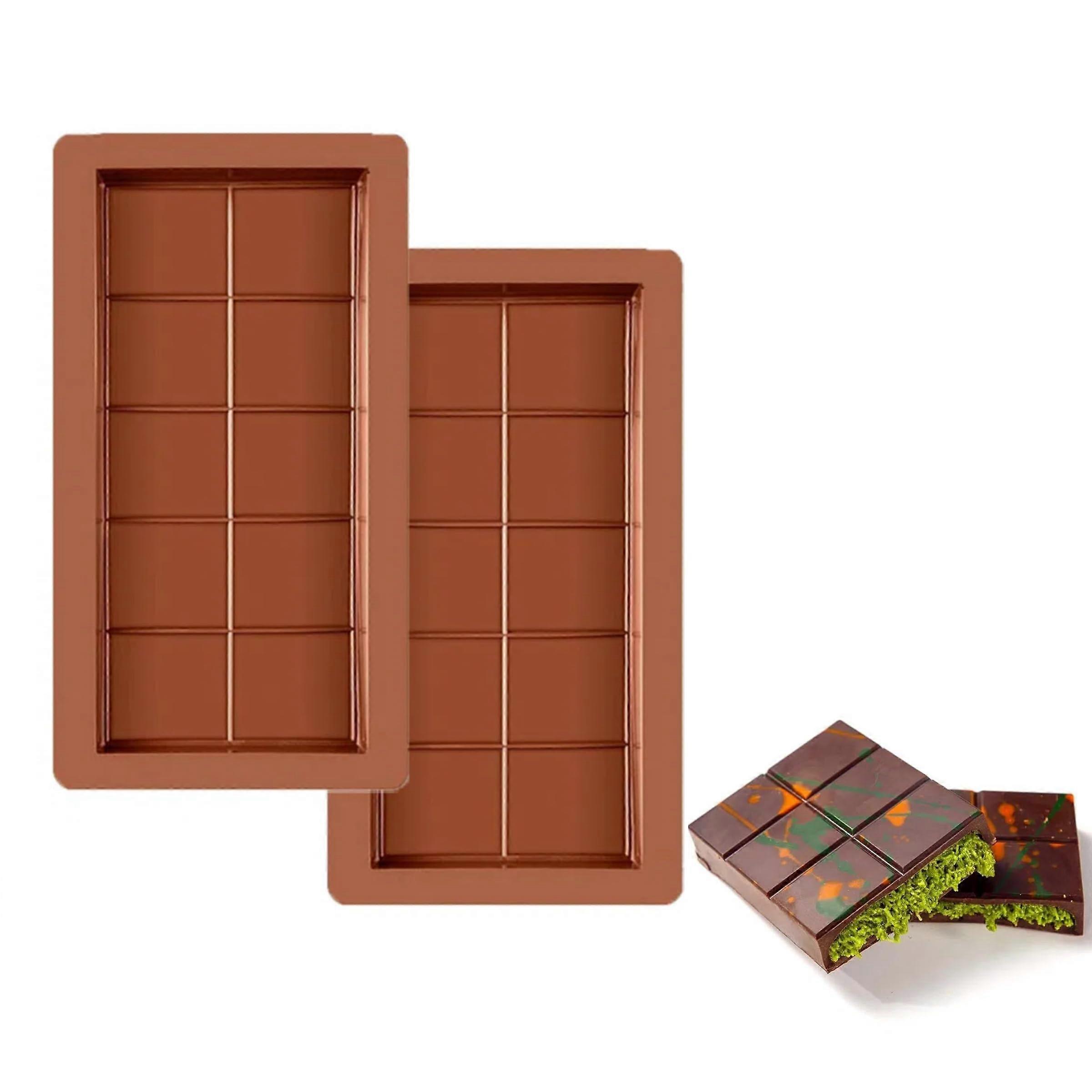2 Pack Deep Silicone Chocolate Bar Mold NonStick Easy Release Dubai Style Candy Molds Set