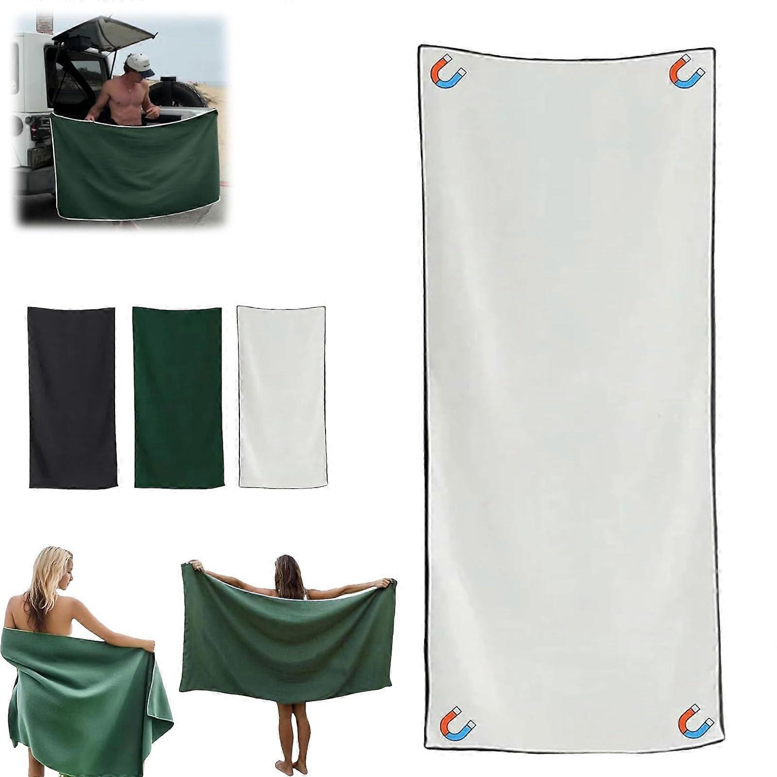 Oversized Microfiber Beach Towel 70x35 QuickDry SandResistant with Magnetic Closure White