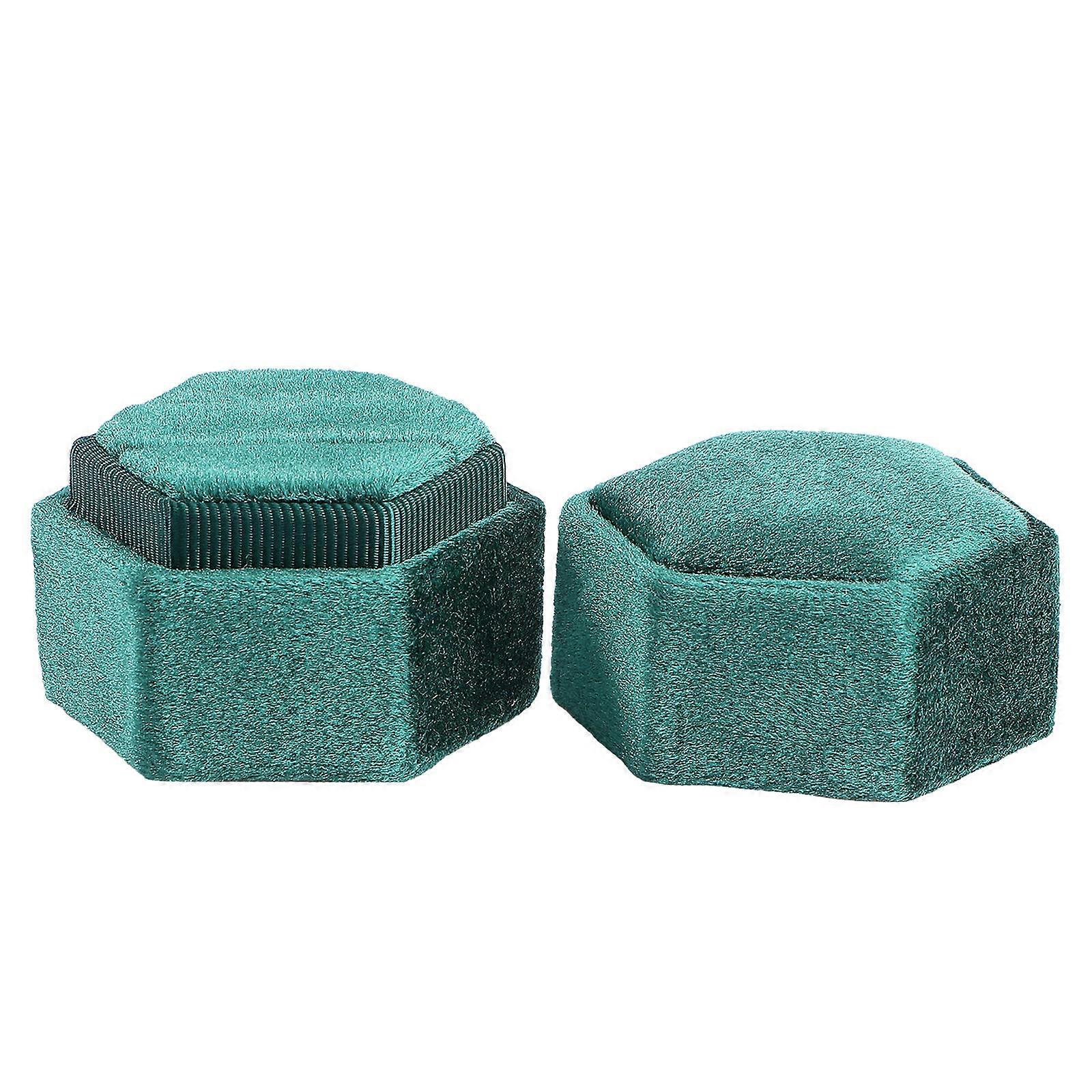 Jewelry Storage Case Hexagon Shape Ring Box for Engagement Ring Storage Green