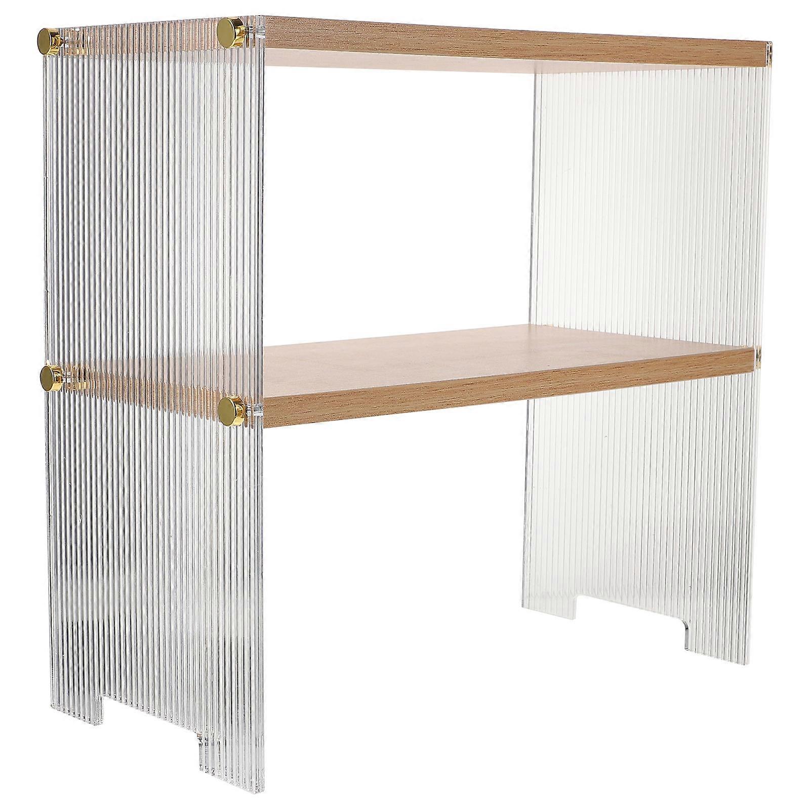 Wooden Acrylic Display Shelf for Storage Use Multi-Layer Kitchen Counter Shelf Organizer
