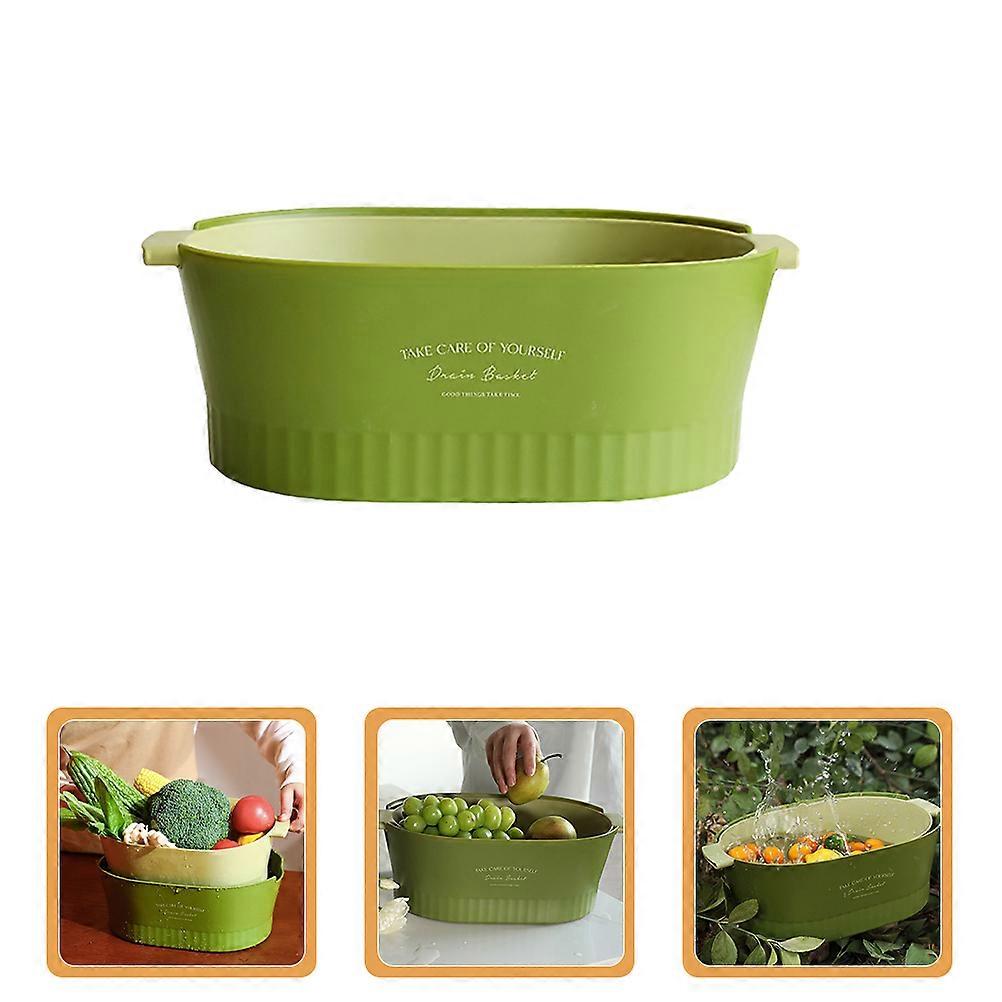 Fruit Washing Basket for Home Use Plastic Double Layer Strainer Basket with Handle