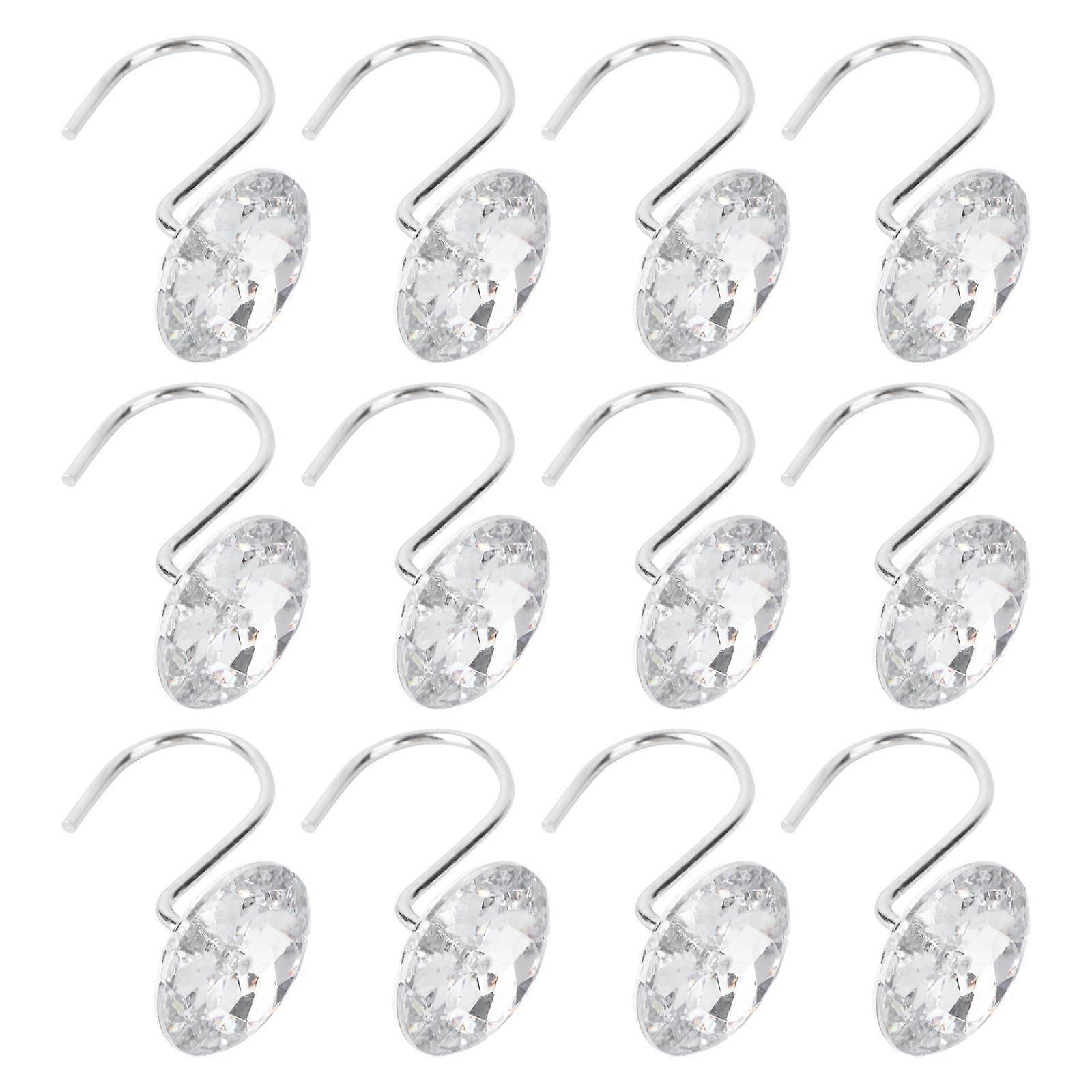 Acrylic Curtain Hook Shower Curtain Hooks for Decor 12Pcs Silver