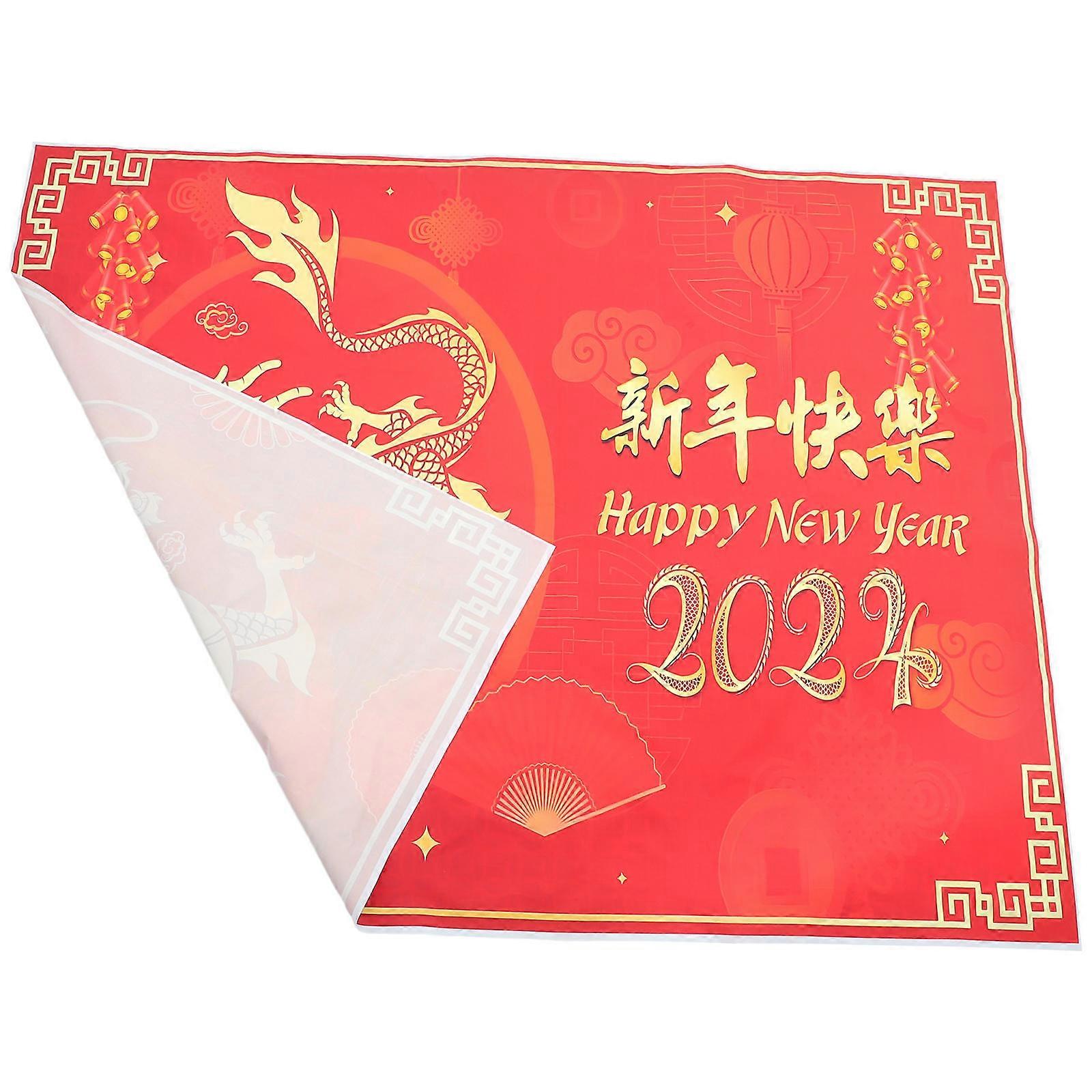 Zodiac Dragon Backdrop for New Year Featuring Red Vinyl Material
