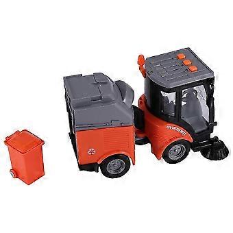 Street Sweeper Truck with Light & Sound Effects - Friction Powered Wheels, Removable Garbage Can & R