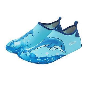 Sapatos aquáticos infantis tamanho 4-4,5 para meninos e meninas, secagem rápida, ideais para piscina, praia e brincadeiras ao ar livre, na cor azul claro.
