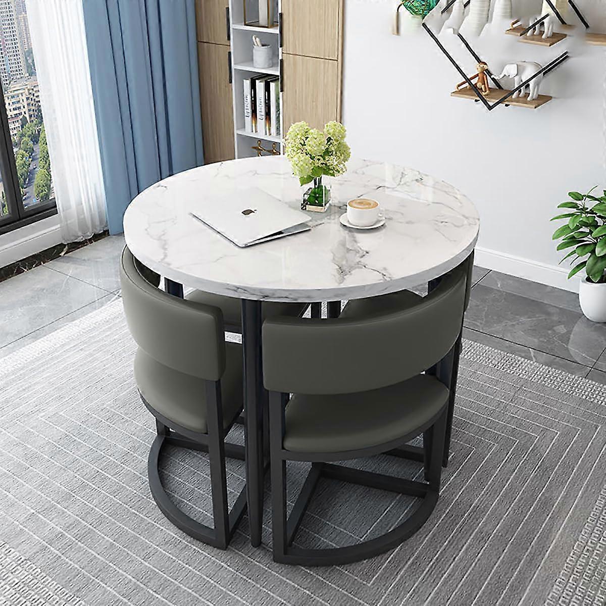 Small Dining Table Set, Modern Round Dining Table with Chairs for Office Reception, Small Spaces