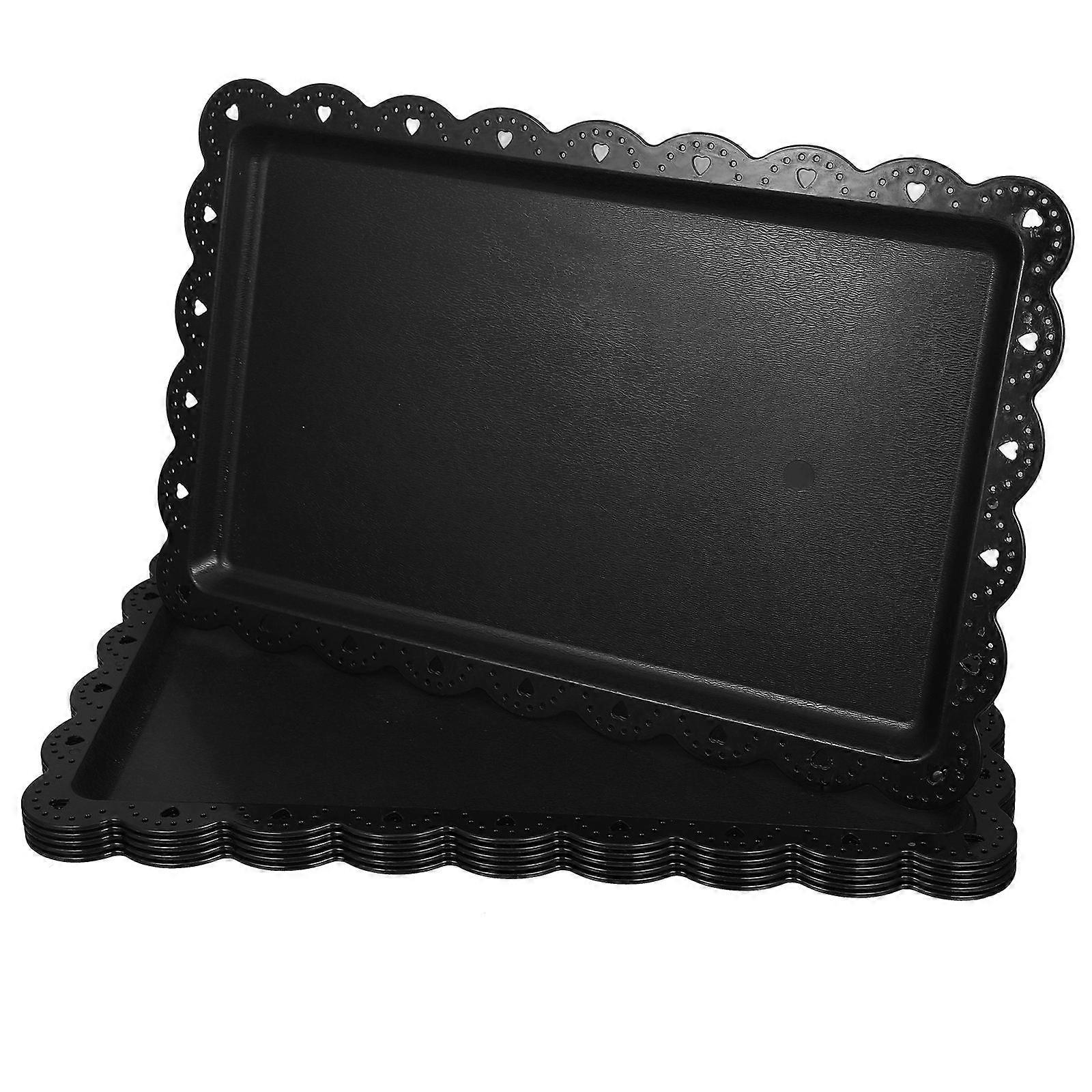 Reusable Serving Tray Black Rectangular Appetizer Tray 12Pcs