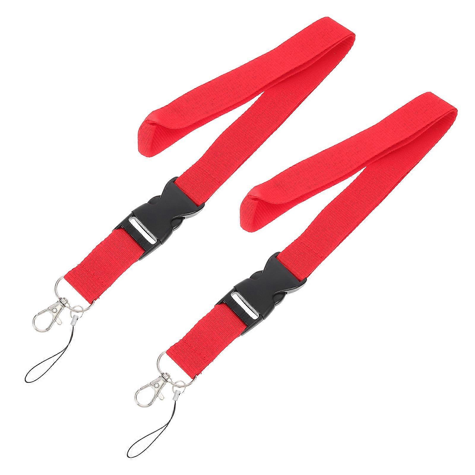 Decorative Phone Strap for Key Lanyard Red Polyester 2Pcs Pack