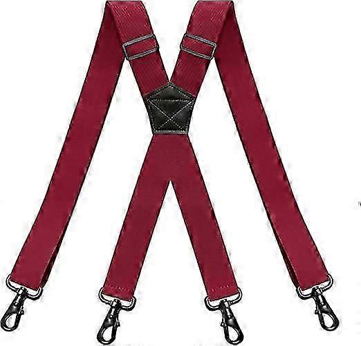Wine Red Adjustable X-Back Suspenders Braces