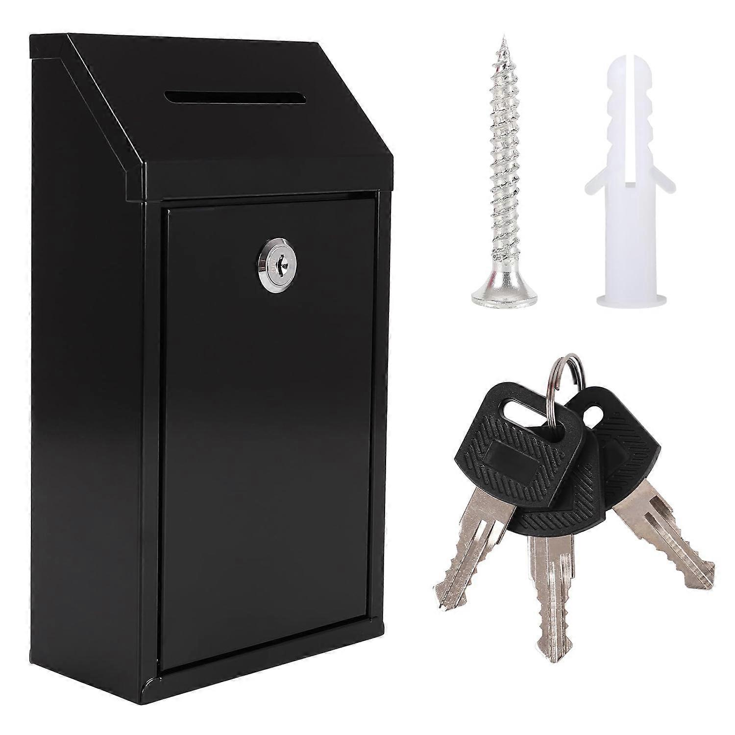 Locking Drop Box for Keys Letters Home Office Black