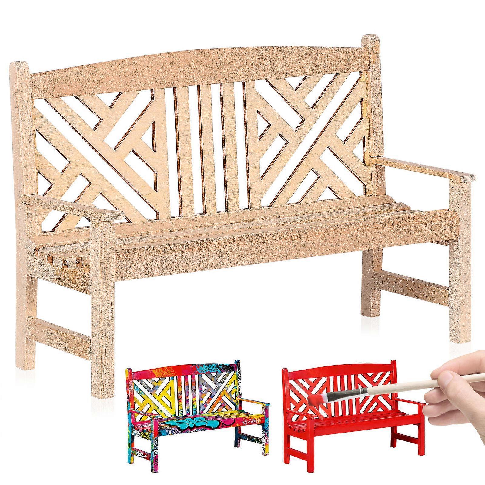1pc Mini Scene Møbler Modell Mini Benk Tre Mini Dobbel Stol Modell