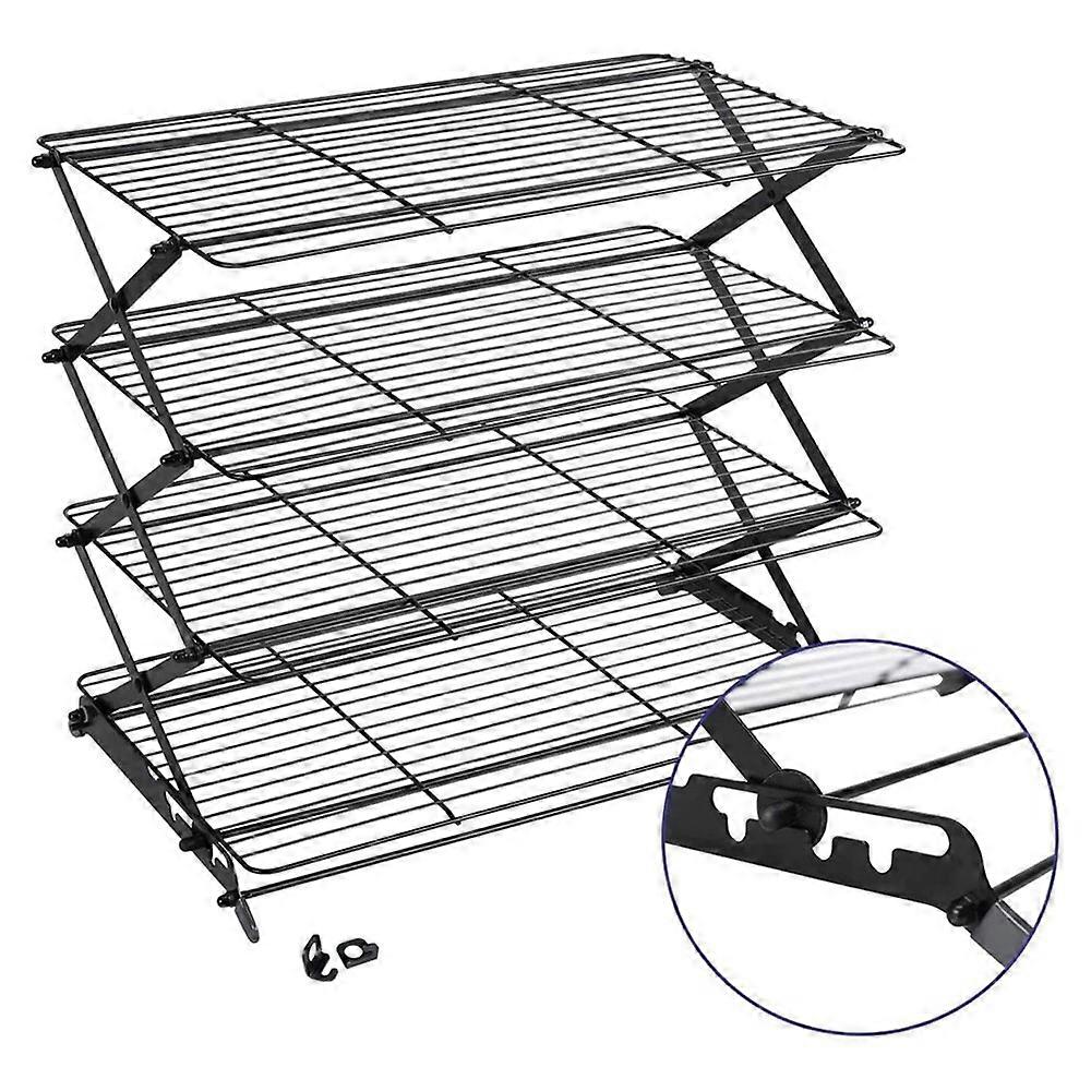 4-Tier Upgraded Foldable Cooling Rack Stackable Roasting Cooking Drying Wire Cooling Rack for Cookies Baking