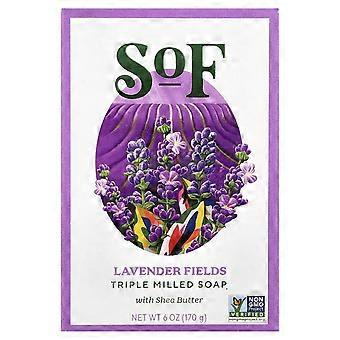 SoF, trippelmalt såpestykke med sheasmør, lavendelåkrer, 170 g, 4-pakning
