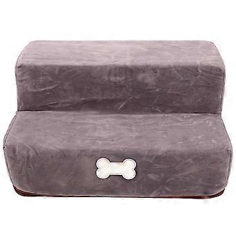 Pet Stair Light Grey Cloth Ladder for Pets 2-Tier Dog Ramp