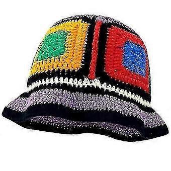 Kvinnor Virkad Hatt Stickad Blommig Bucket Hatt Handgjord Fiskare Hatt