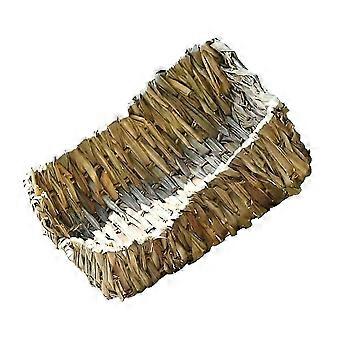 Nid en forme de panier tressé en fibres naturelles, lot de 2, pour petits animaux (lapins, hamsters, cobayes).