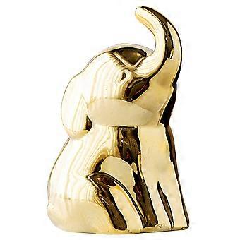 Keramisch olifantenbeeldje, olifantenornament, olifantendecoratie voor op het bureau, olifantenkastdecoratie, goudkleurig