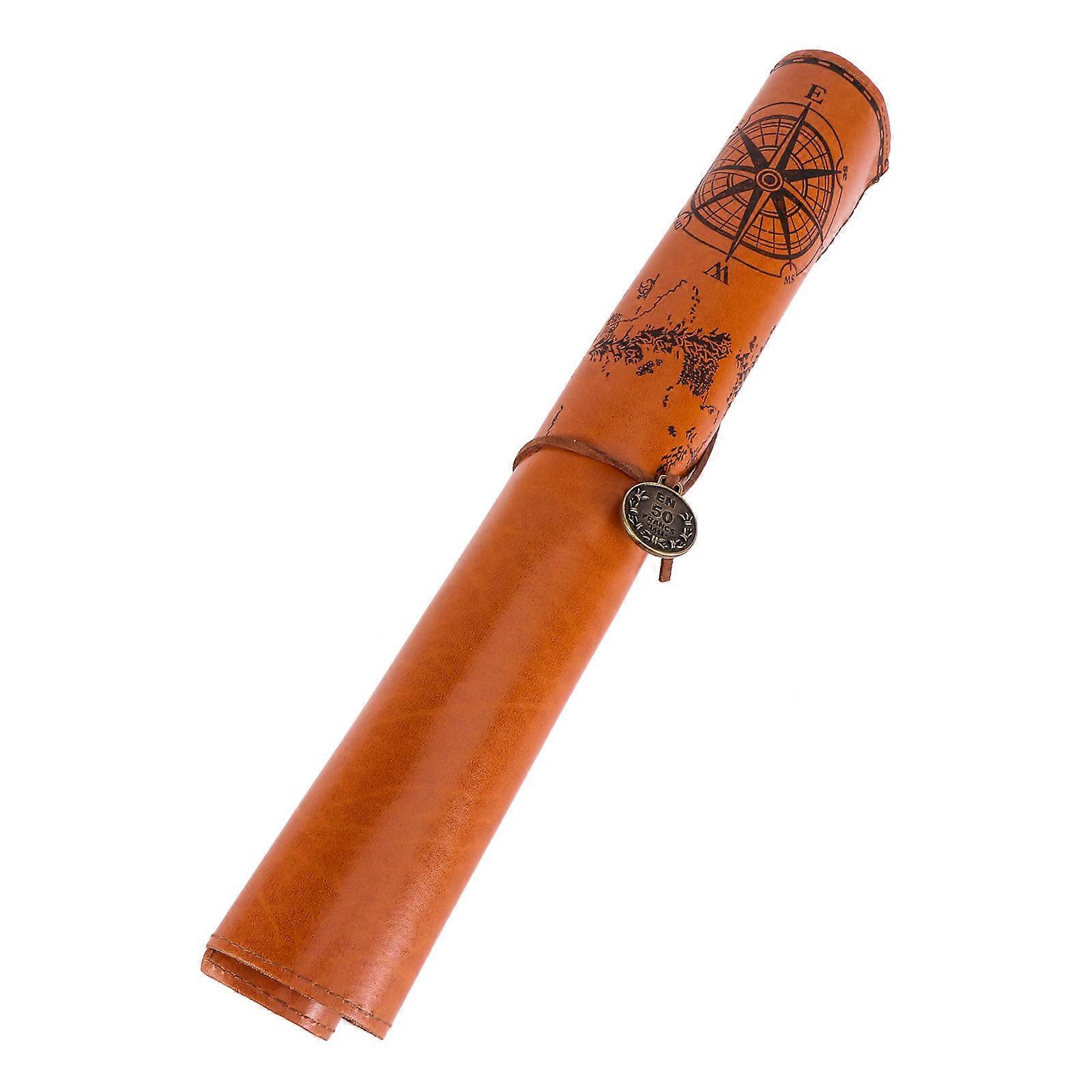 Pen Case with Treasure Map Design for Storage Use Brown