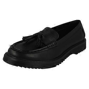 Girls Startrite Slip On Loafers Infinity - Black Leather - UK Size 9W - EU Size 43 - US Size 10