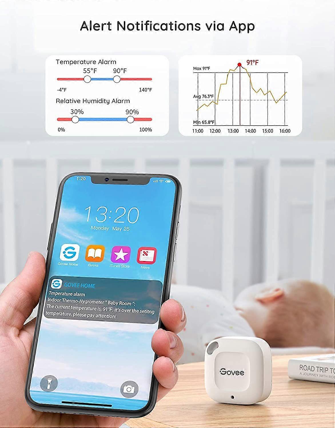 Bluetooth Hygrometer Thermometer, Wireless Thermometer, Mini Humidity Sensor with Notifica