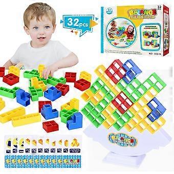 32PCS Tetra Tower Game Balance Stacking Block Toys, Stack Attack Game Team Tower for 2 Players, Family Game Night, Party, Travel
