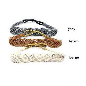 1Pcs Crochet Headbands ElasticBoho Headbands Braided Hairband Headpiece Headwrap Headwear Hair Accessories for Women Girls Sport and Fashion, Grey gre