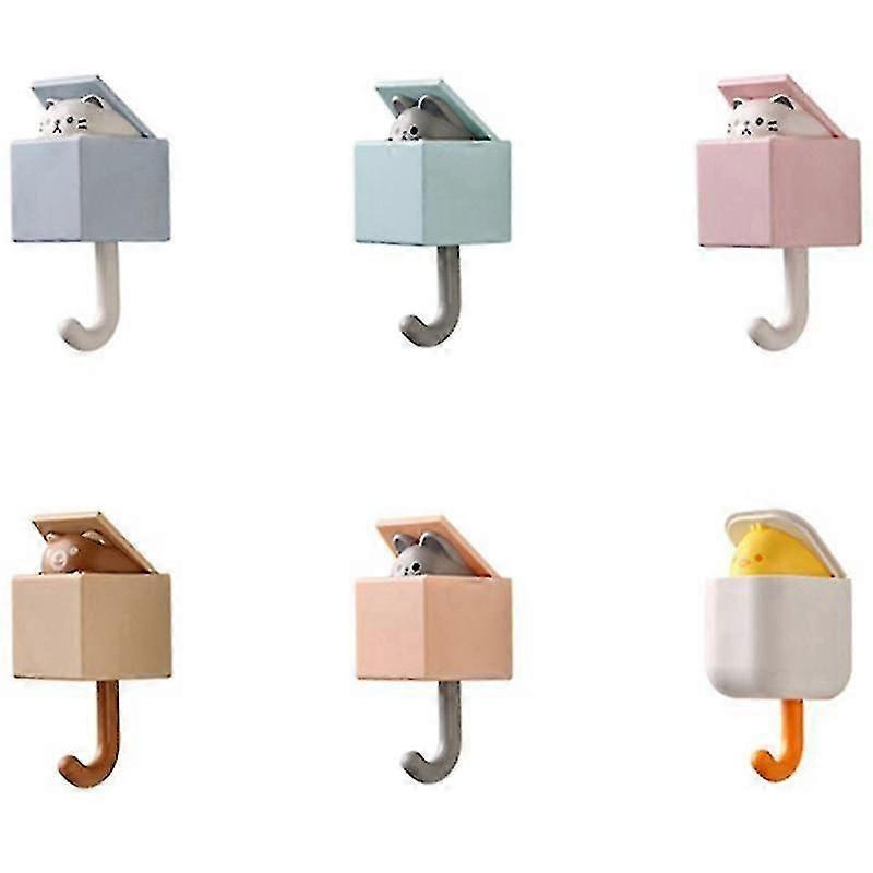 6 Pcs Cat Wall Mounted Hooks