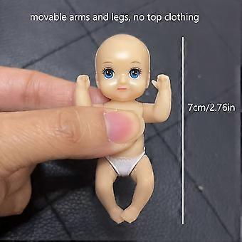 Mini Dolls with Movable Arms and Legs, Set of 5, Light Brown Skin, Blue Eyes, 7cm, Without Outfits, Educational Dollhouse Decor