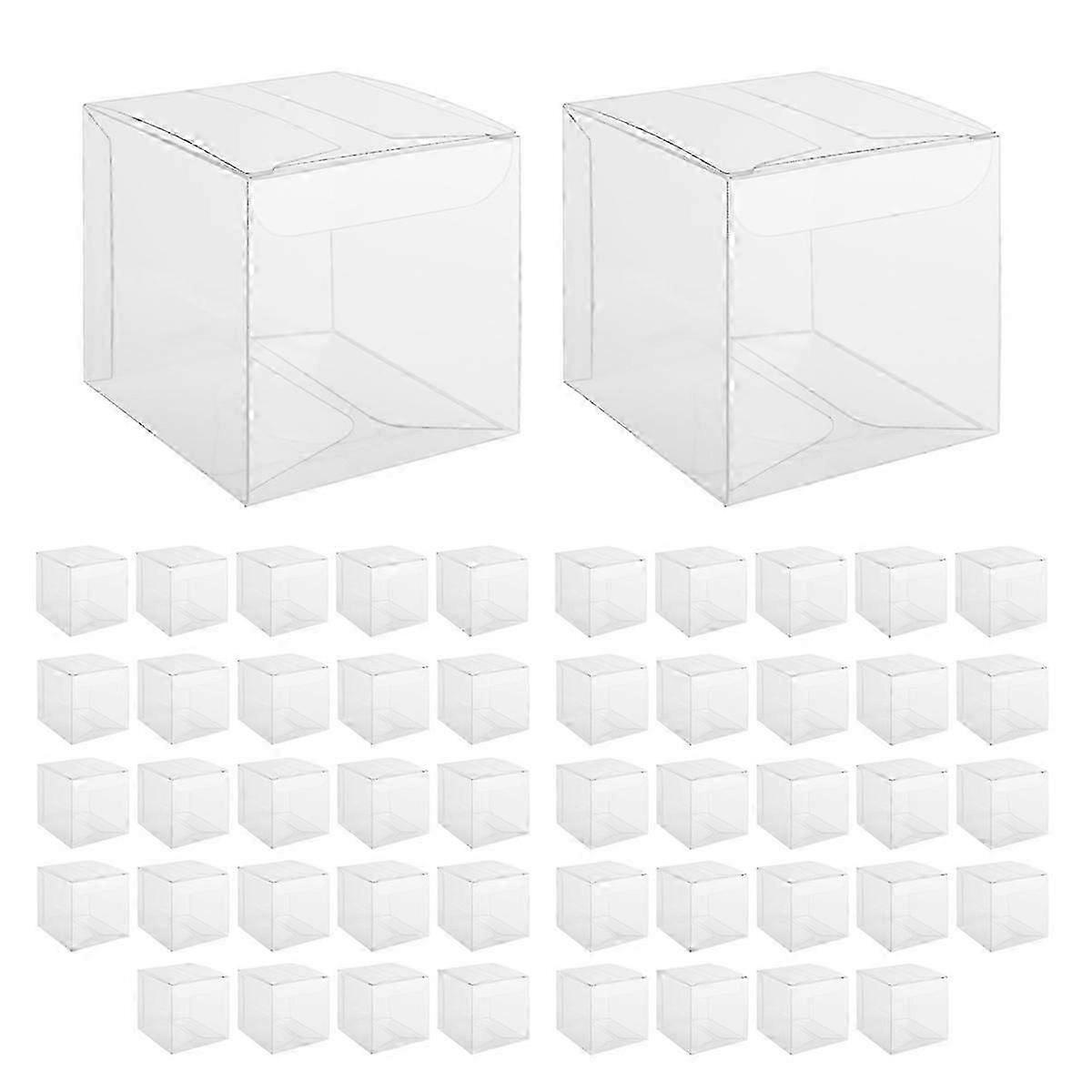50Pcs Clear Plastic Candy Boxes PVC Gift Packaging Boxes for Wedding Uses