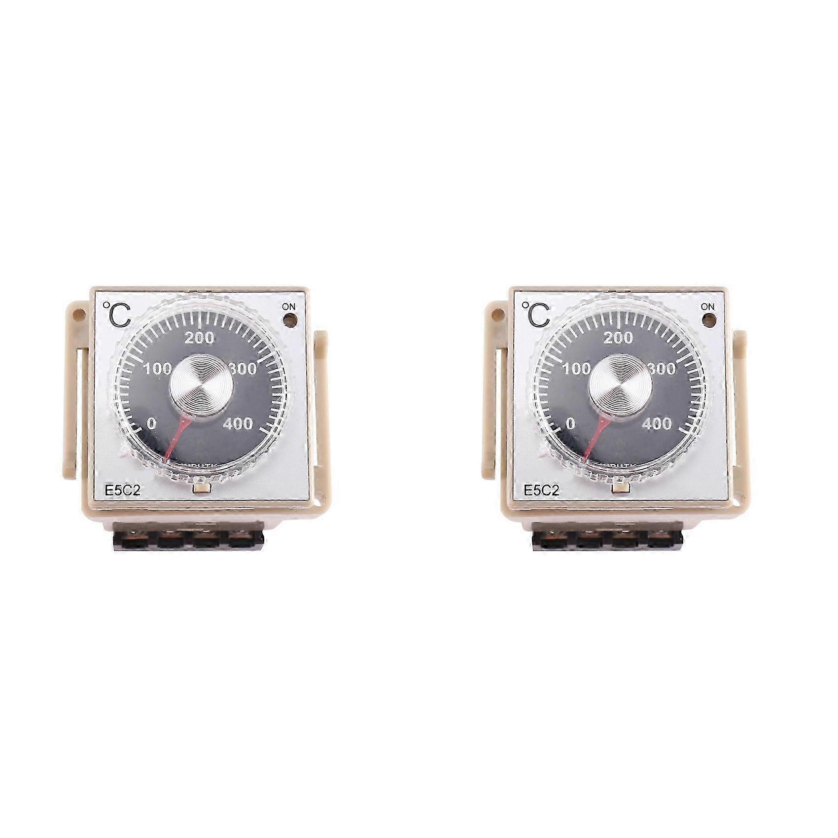 2PCS E5C2 Guide Rail Type Temperature Controller 220V 0-399℃ Digital Display Pointer Control Switch(B)