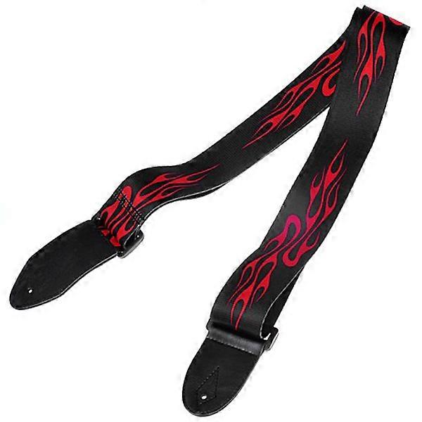 Adjustable Acoustic Electric Guitar Bass Strap Red Flame Pattern