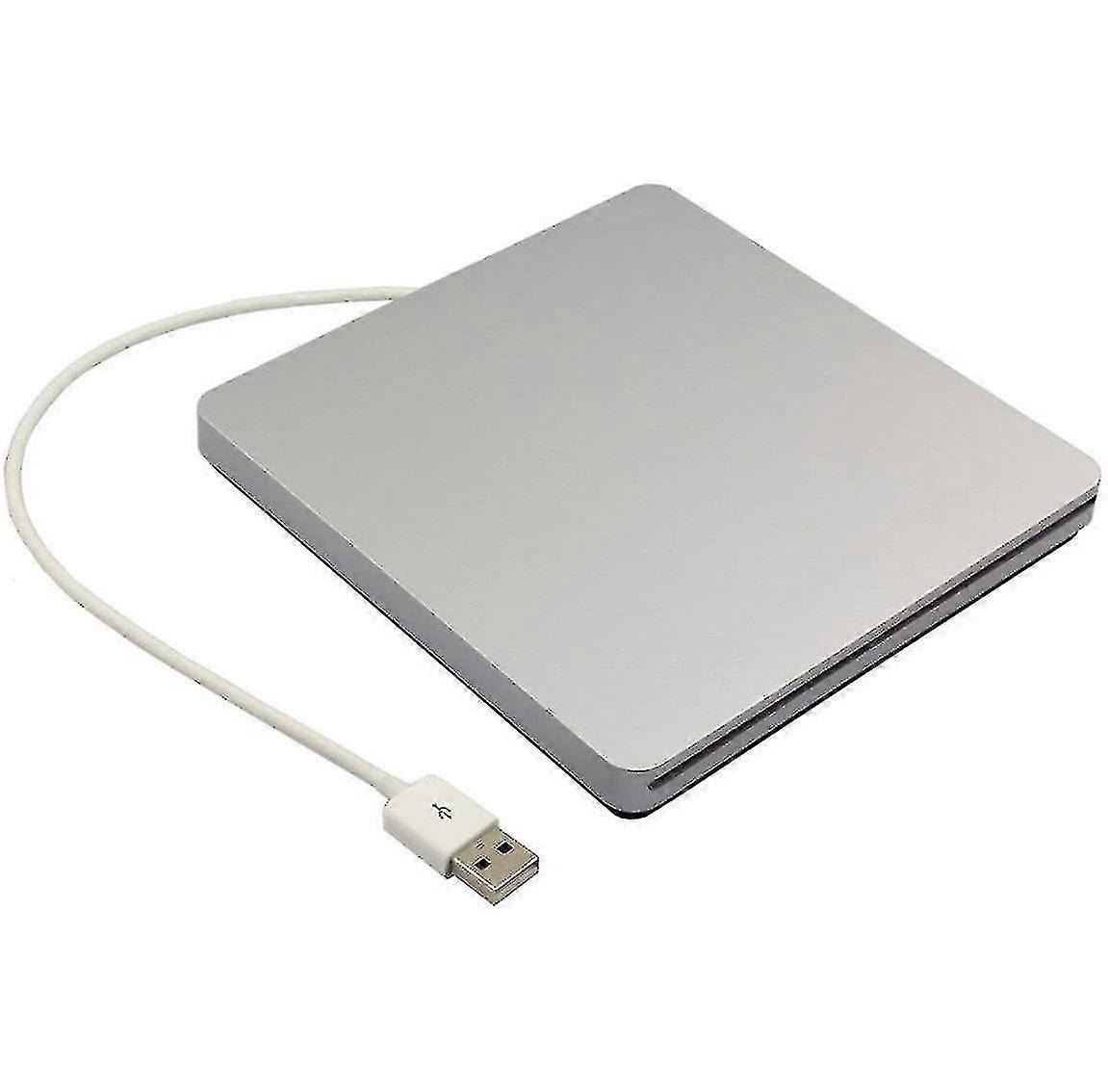 External Cd Drive, Usb Portable Rewriter Burner compatible with Laptop, Silver