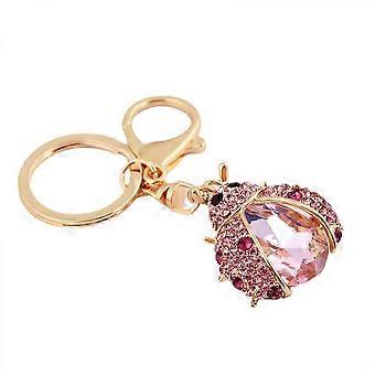 Niedliche Insekten Schlüsselanhänger für Frauen Bling Marienkäfer Schlüsselanhänger für Mädchen Geldbörse Tasche oder Autoanhänger, rosa