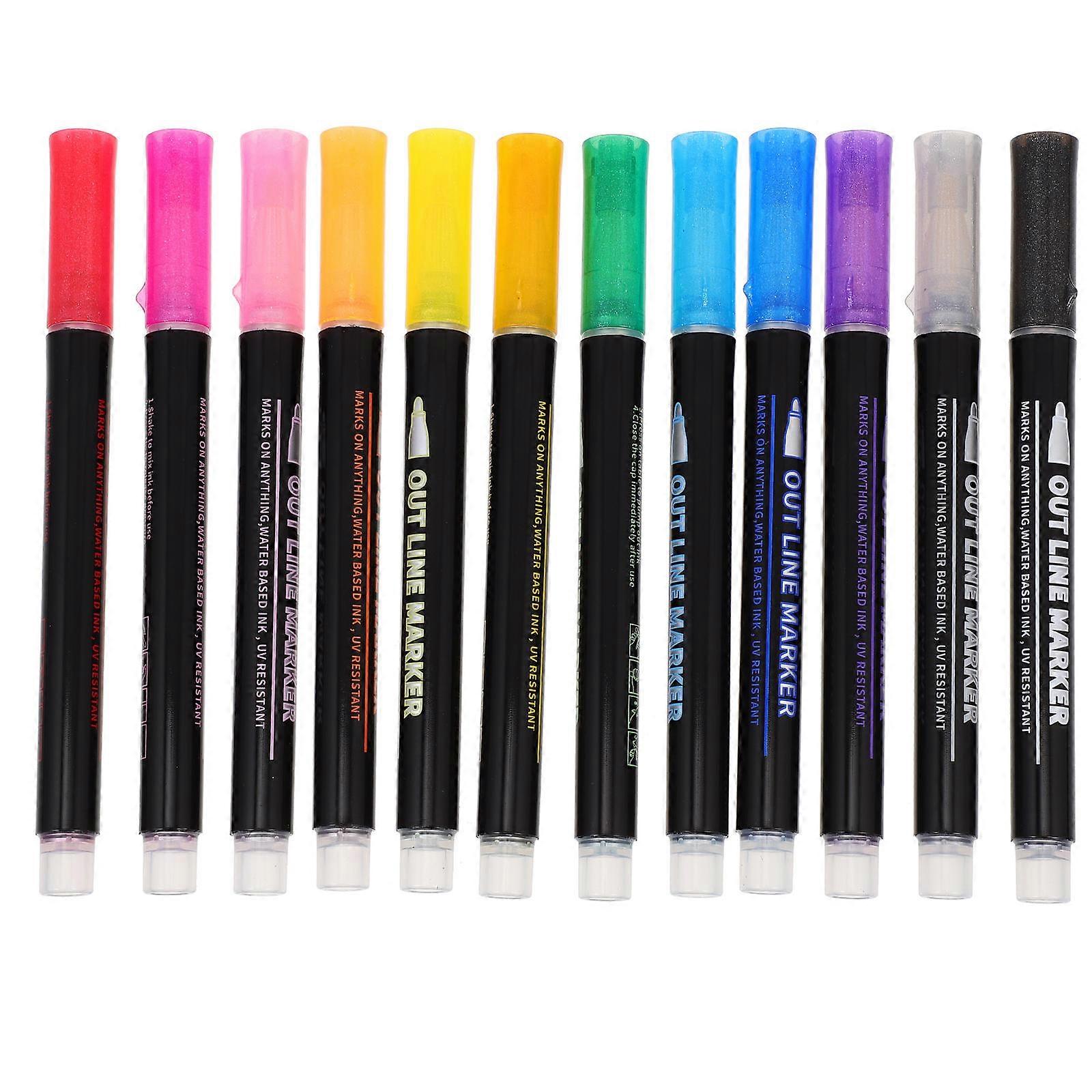 Assorted Color Multi-Function Marker Pen for Daily Use 12Pcs