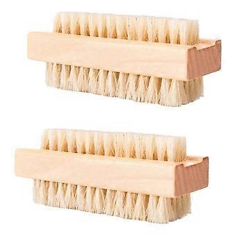 Nail Brush (2 Pack), Wooden Double-Sided Scrub Brush with Firm Sisal Bristles, Perfect compatible with Fingernails & Toenails