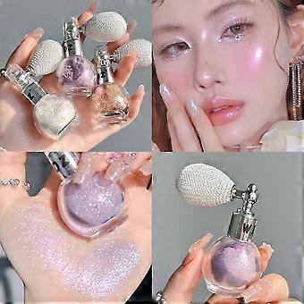 Spray en polvo iluminador, polvo de alto brillo con purpurina, spray de maquillaje en polvo brillante para el rostro y el cuerpo cosmético