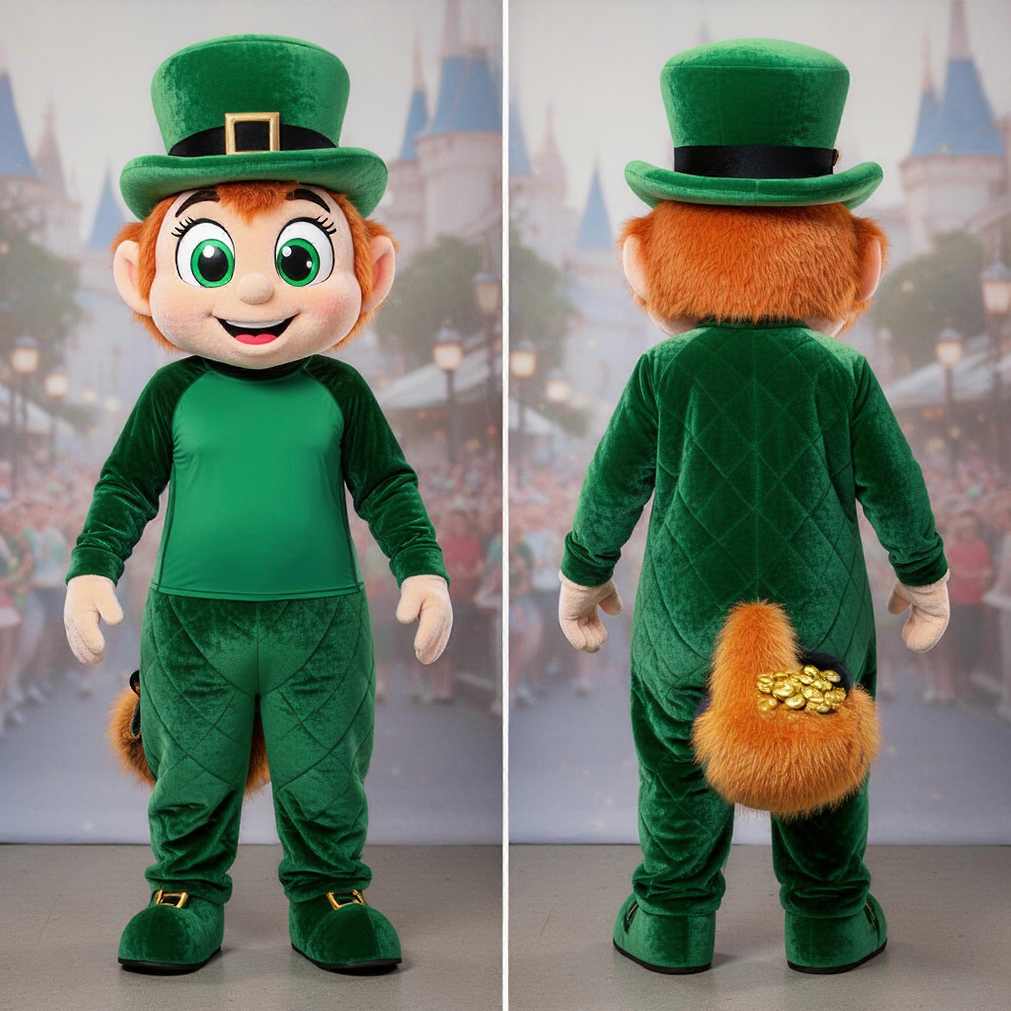 MASTICOT Emerald Green Cheerful Leprechaun Hat Mascot