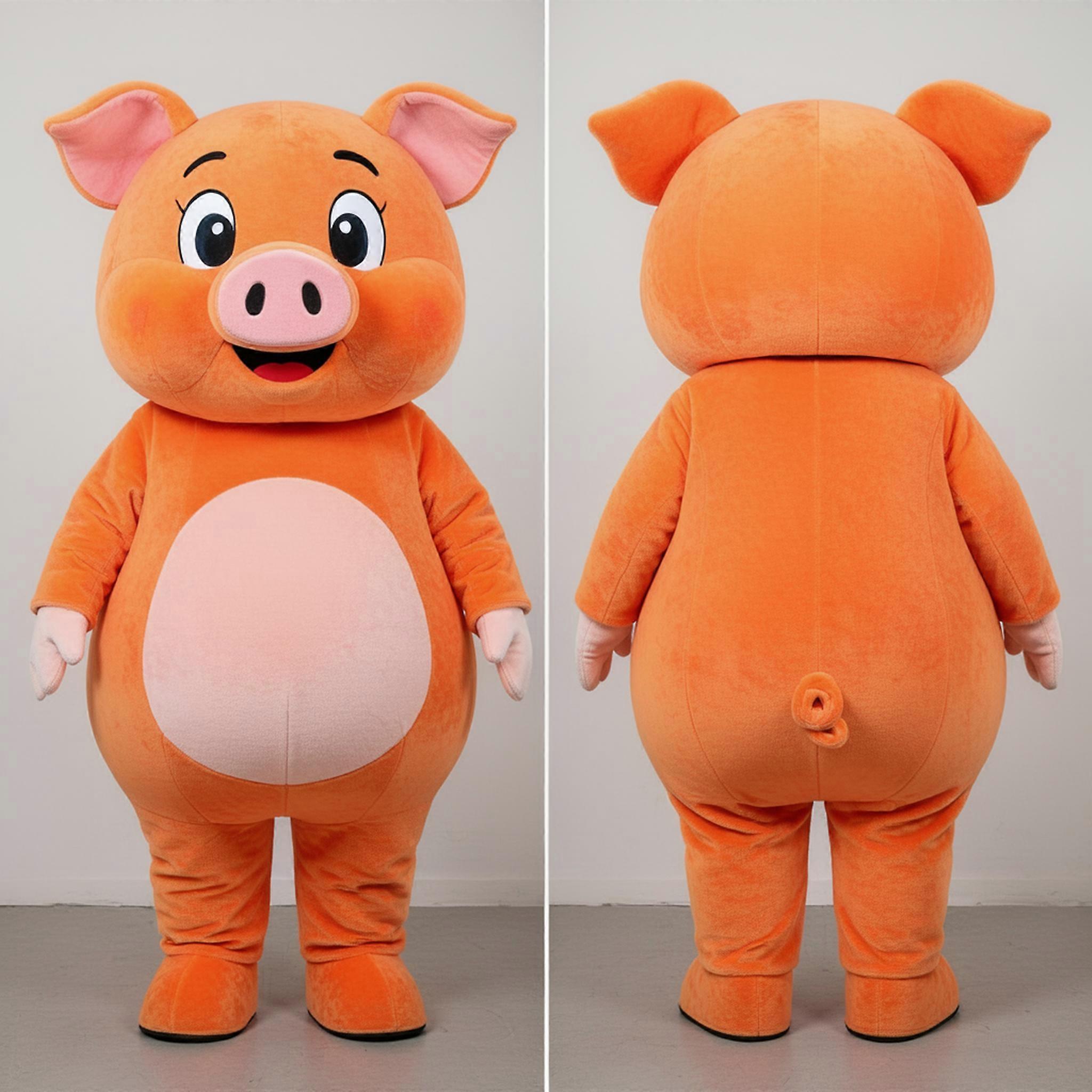 MASTICOT Rust Orange Cuddly Pig Mascot