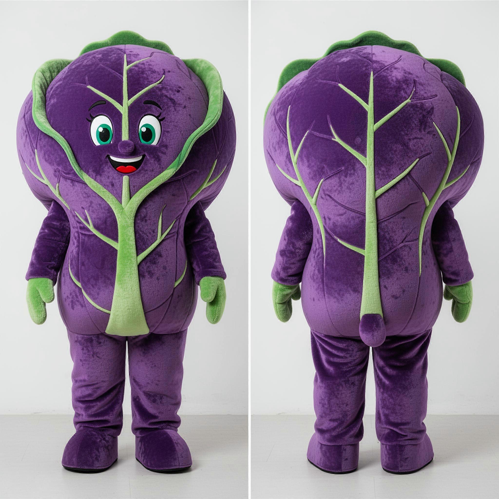 MASTICOT Violet Plush Cabbage Leaf Mascot