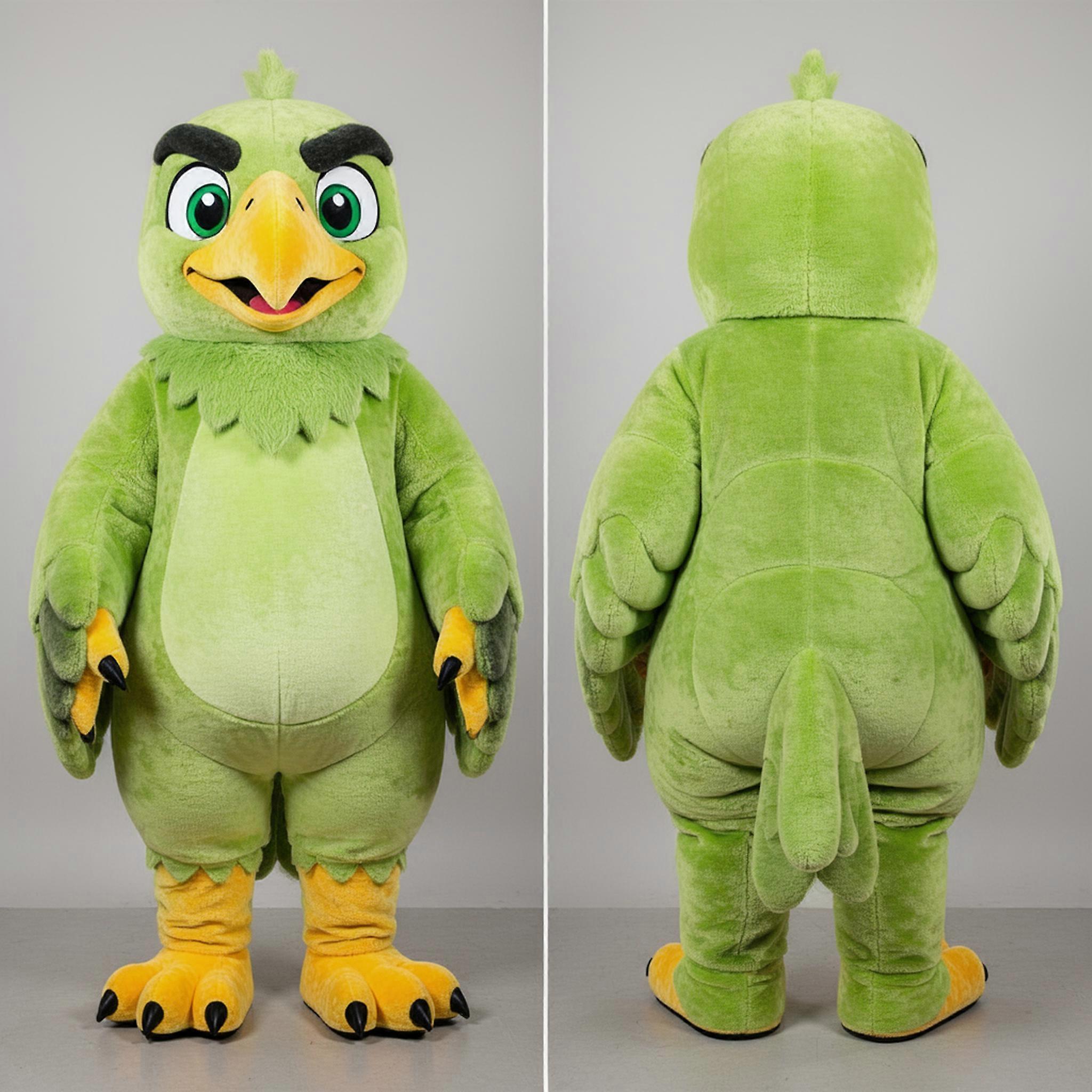 MASTICOT Lime Green Feathered Haasts Eagle Mascot
