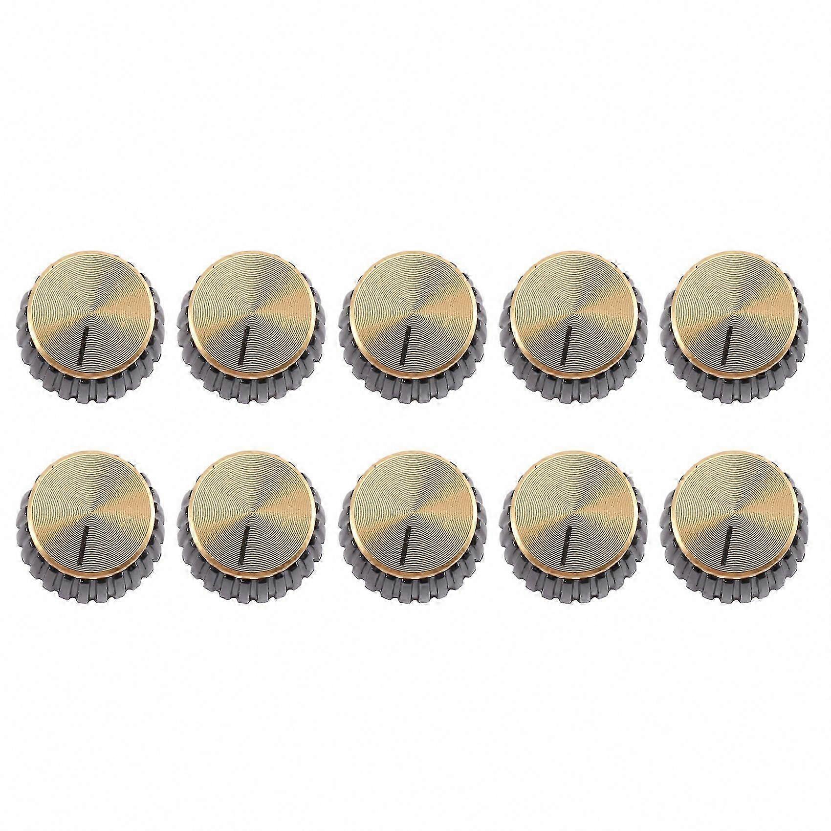 Quick Push-On Install: 10 Guitar Amplifier Knobs with Black and Gold Cap Compatible with Marshall Amplifiers
