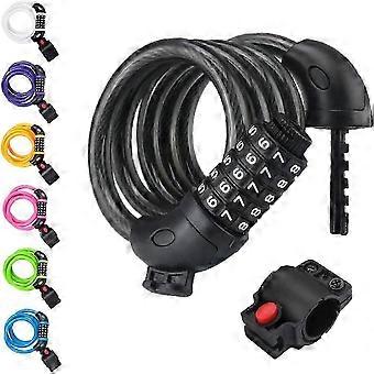 Bike Lock,High Security 5 Digit Resettable Combination Coiling Bicycle Lock, Heavy Duty Anti Theft Cable Locks-Black