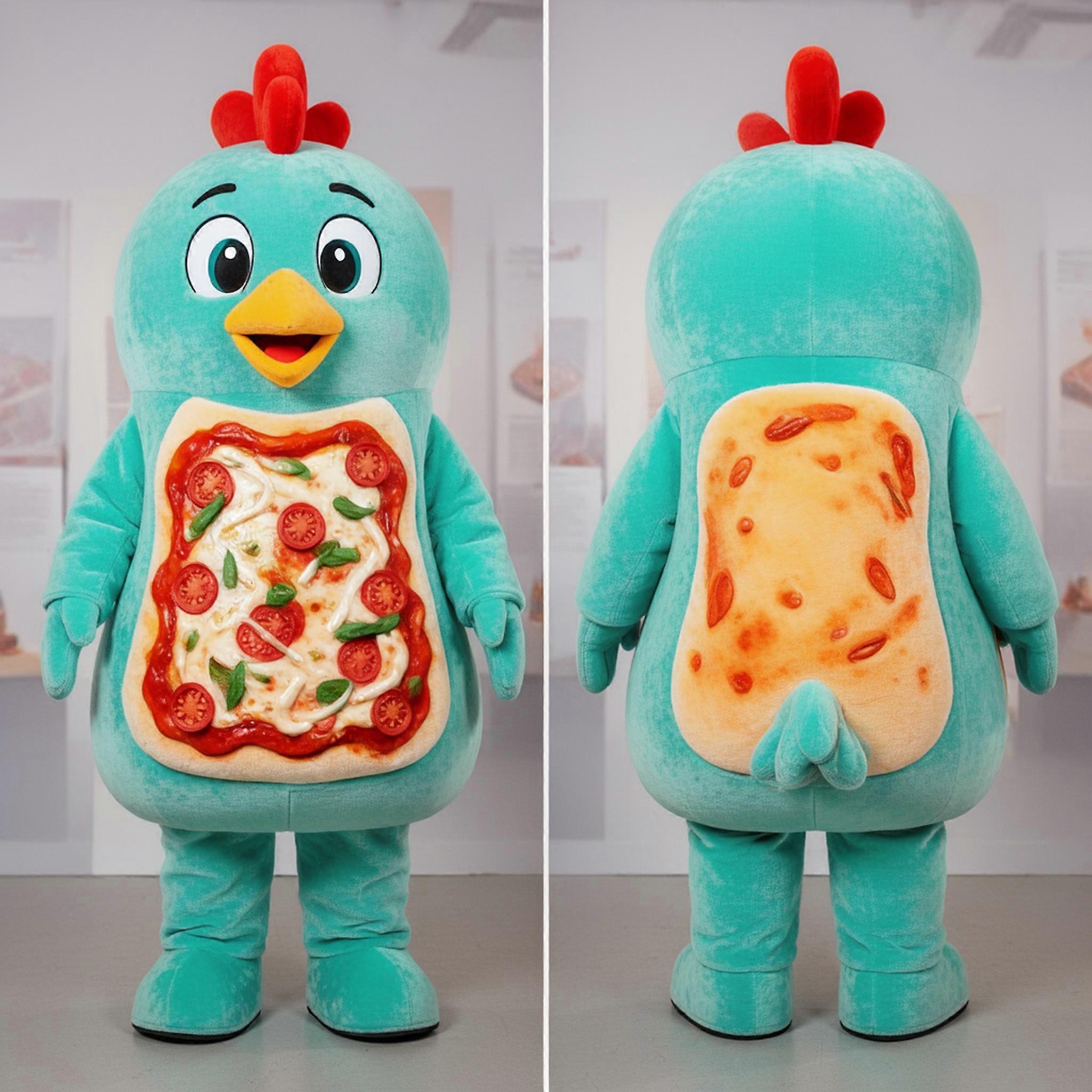 MASTICOT Turquoise Rounded Chicken Parmesan Mascot