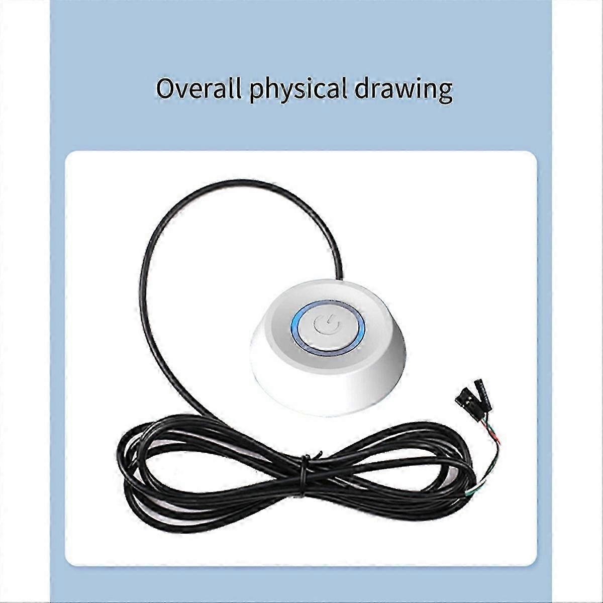 Computer Desktop Switch PC Motherboard External Start LED Light Power ON/OFF Round Button 2M ExtensiSNNGV