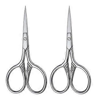 Mustache Scissors Stainless Steel for Beard Trimming 2Pcs Silver Use