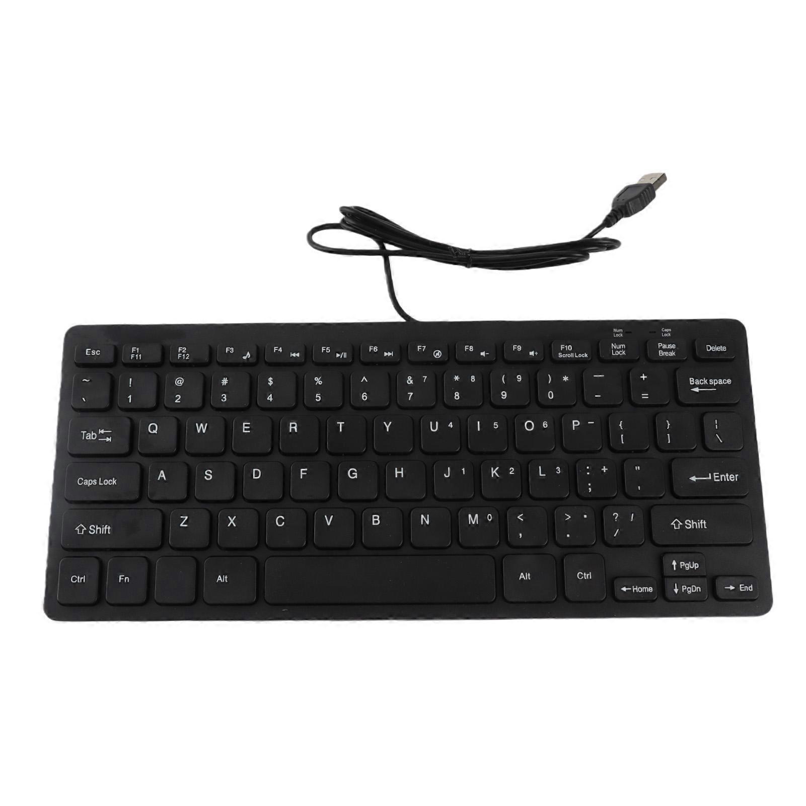 78 Keys   Thin   USB Wired Keyboard for Desktop Computer Laptop PC (Black)